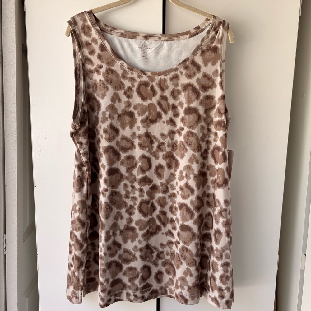 new directions Leopard Print Tank Top - Beige & Brown